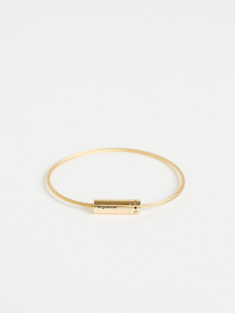 Le Gramme 8g Cable Bracelet in Slick Polished Titanium and 750 Yellow Gold