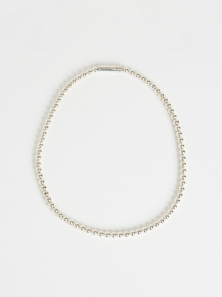 51g Beads Necklace in Slick Polished 925 Sterling Silver