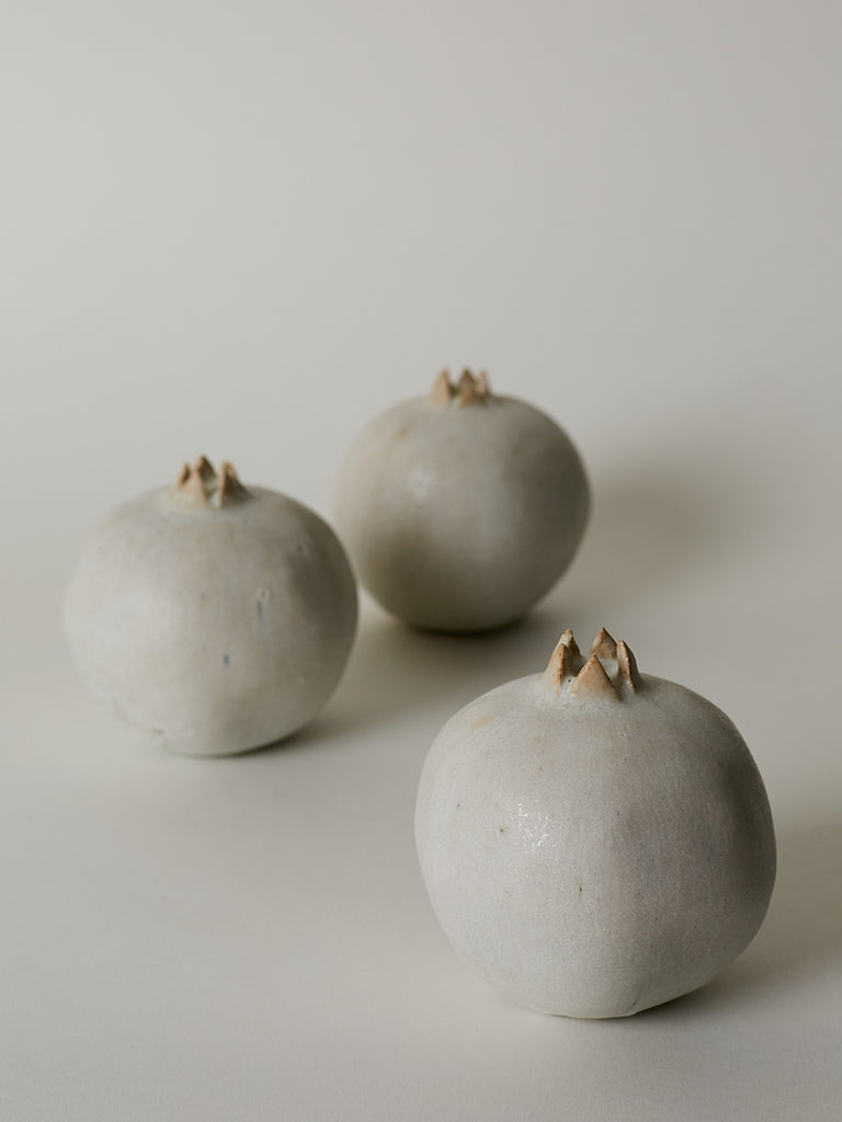 Manousos Ceramics Handmade Ceramic Pomegranate in White