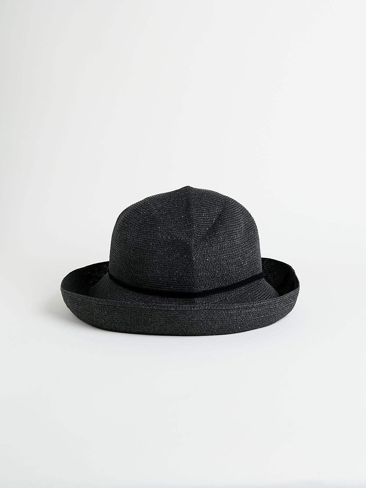 WP Paper Braid Light Hat Wide in Black/Black