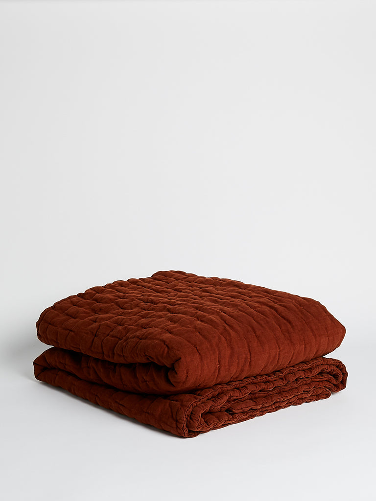 Once Milano Wavy Linen Blanket in Sequoia