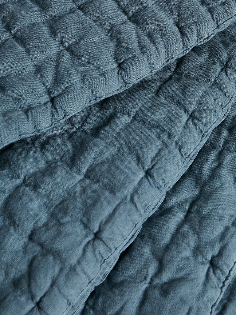Once Milano Wavy Linen Blanket in Light Blue