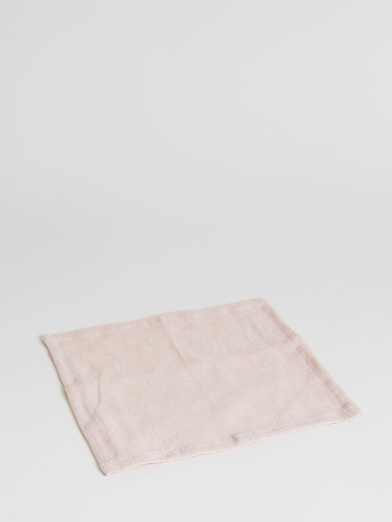 Once Milano Set of 5 Linen Cocktail Napkins in Pale Pink