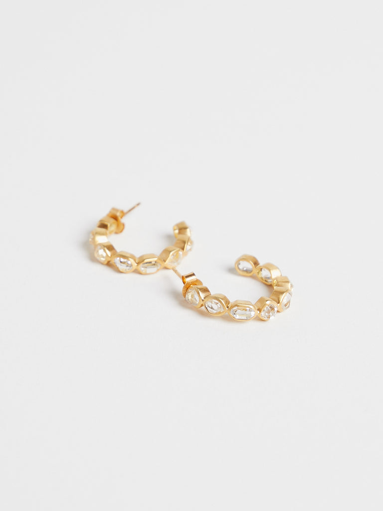 Pippa Small Beira Hoop Earrings with Herkimer on 18k Gold
