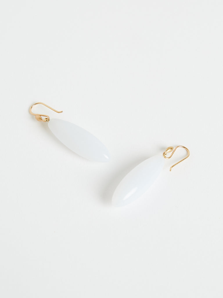 Ted Muehling Long Berry Earrings in 14k Yellow Gold with White Chalcedony