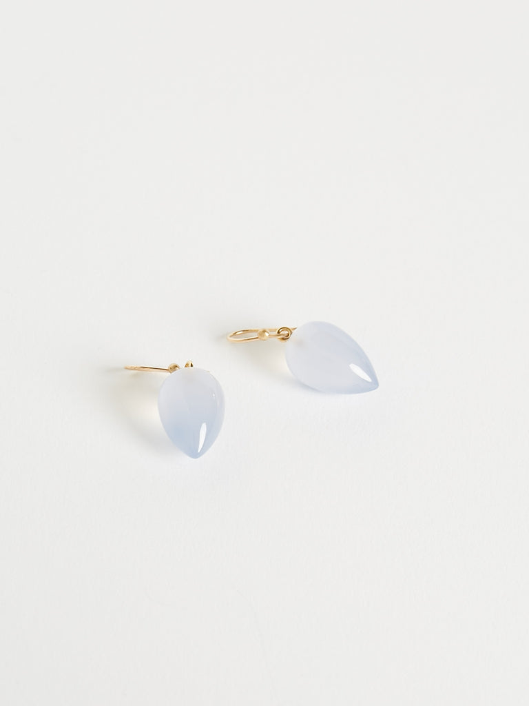Ted Muehling Acorn Earrings in 14k Yellow Gold with Blue Chalcedony
