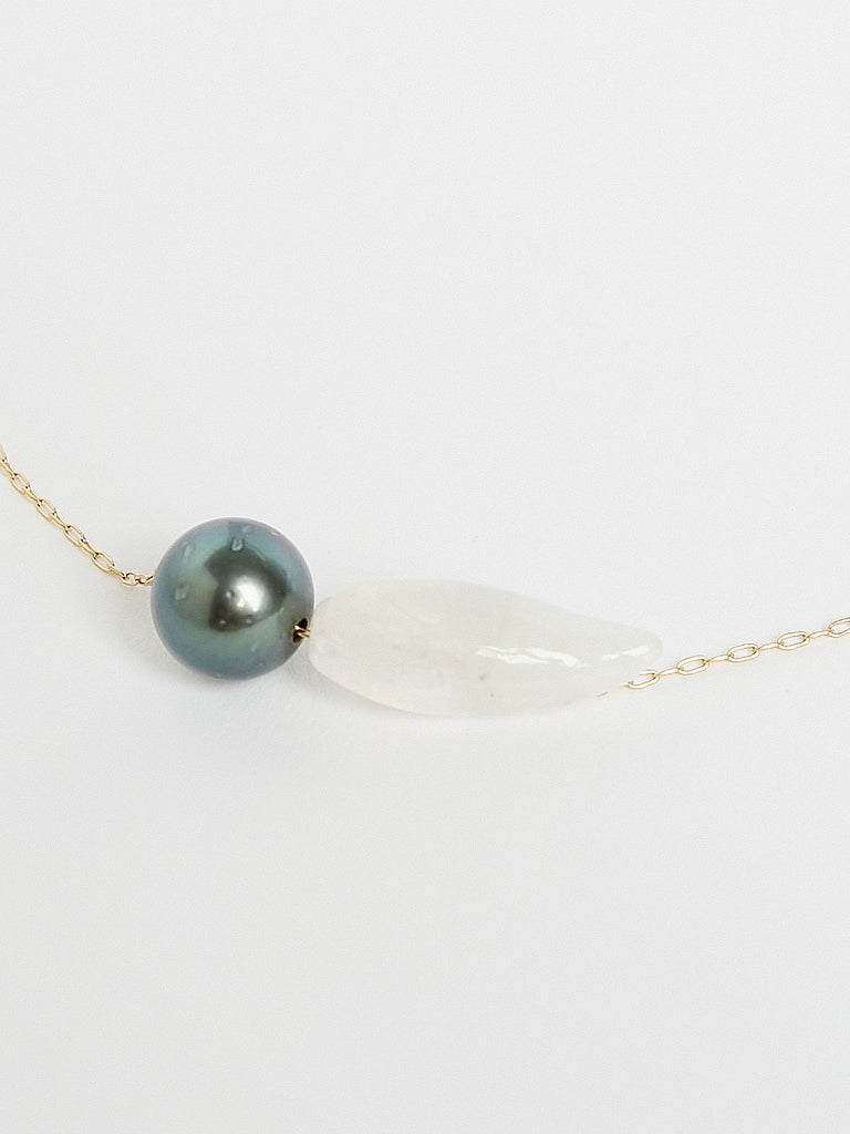Ten Thousand Things 18k Moonstone Bean and Tahitian Pearl Choker